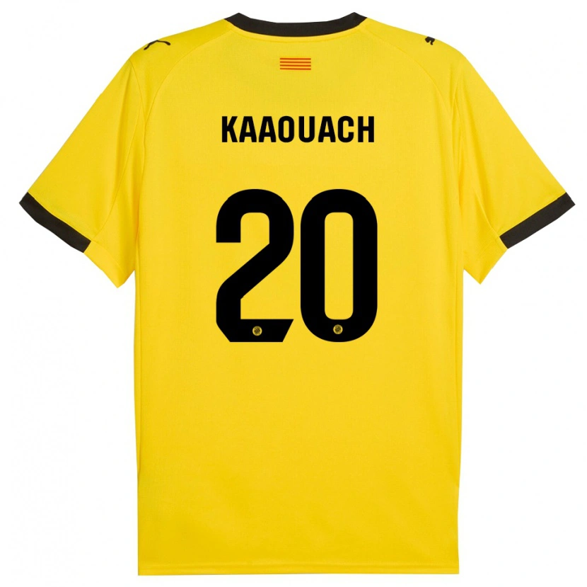 Danxen Kinderen Nabil Kaaouach #20 Geel Zwart Uitshirt Uittenue 2025/26 T-Shirt