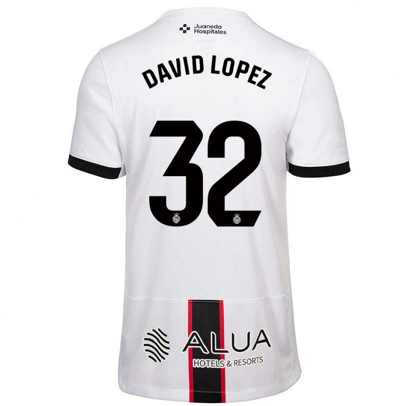 Danxen Kinderen David López #32 Wit Zwart Uitshirt Uittenue 2025/26 T-Shirt