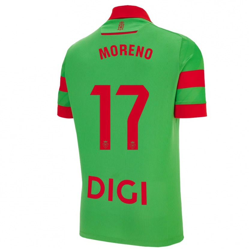 Danxen Kinderen Pablo Moreno #17 Groen Rood Uitshirt Uittenue 2025/26 T-Shirt