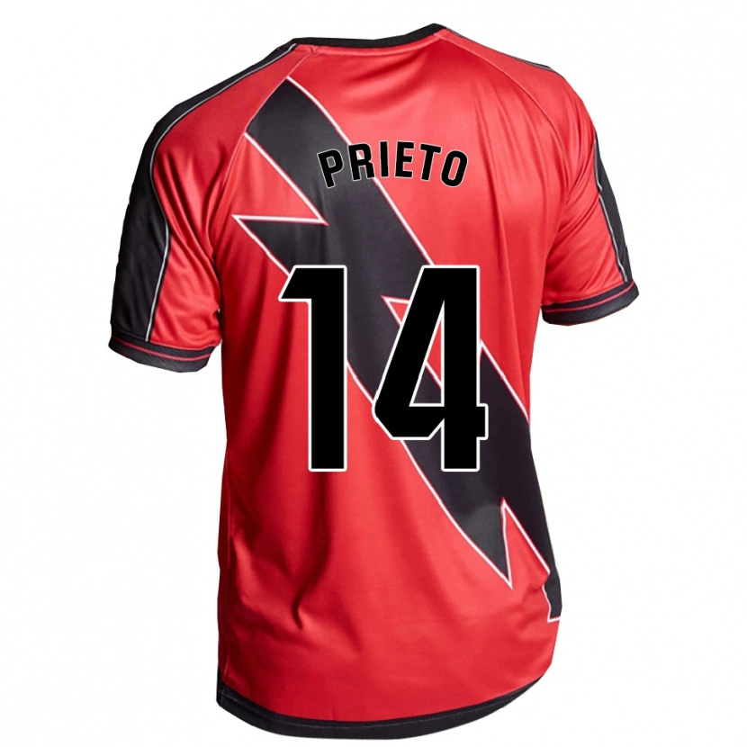 Danxen Kinderen Pablo Prieto #14 Rood Zwart Uitshirt Uittenue 2025/26 T-Shirt