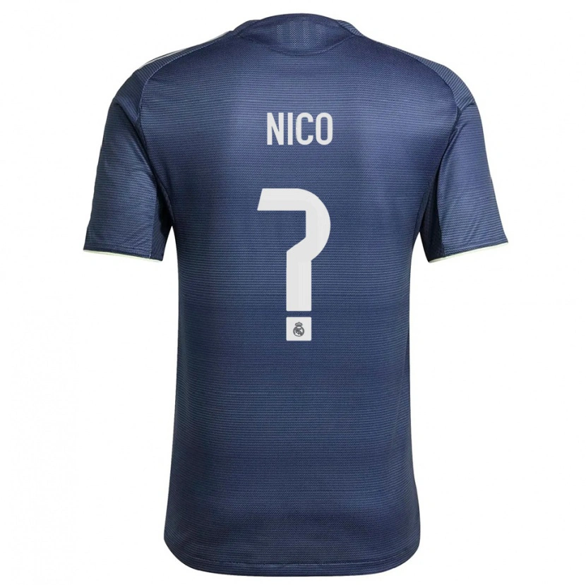 Danxen Kinderen Nico Sánchez #0 Marineblauw Zilver Uitshirt Uittenue 2025/26 T-Shirt