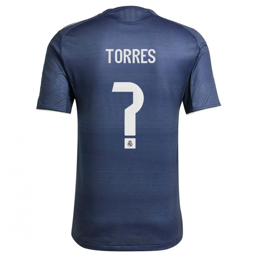 Danxen Kinderen Roi Torres #0 Marineblauw Zilver Uitshirt Uittenue 2025/26 T-Shirt