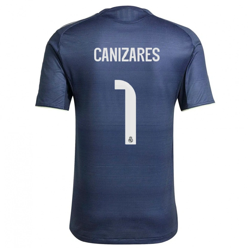 Danxen Kinderen Lucas Canizares #1 Marineblauw Zilver Uitshirt Uittenue 2025/26 T-Shirt