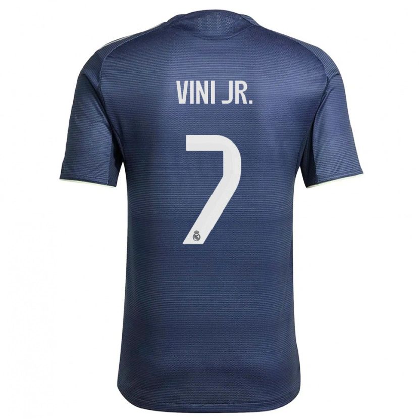 Danxen Kinderen Vinicius Junior #7 Marineblauw Zilver Uitshirt Uittenue 2025/26 T-Shirt