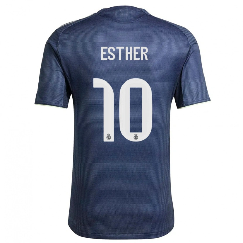 Danxen Kinderen Esther Gonzalez #10 Marineblauw Zilver Uitshirt Uittenue 2025/26 T-Shirt