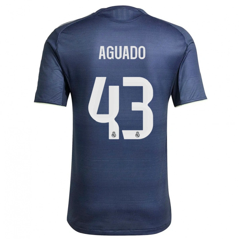 Danxen Kinderen Diego Aguado #43 Marineblauw Zilver Uitshirt Uittenue 2025/26 T-Shirt