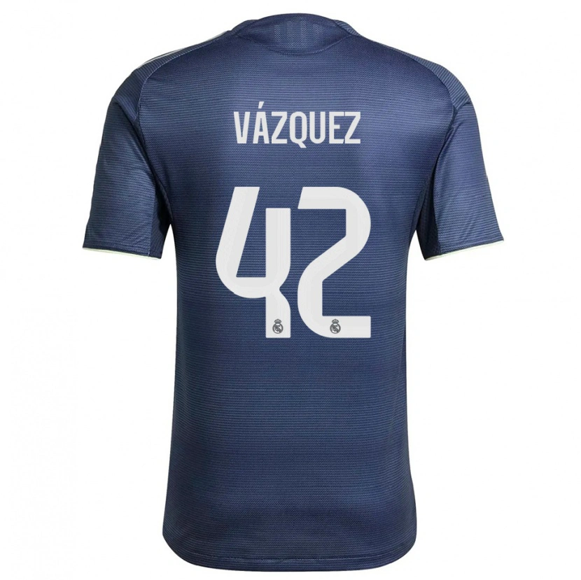 Danxen Kinderen Erik Vázquez #42 Marineblauw Zilver Uitshirt Uittenue 2025/26 T-Shirt