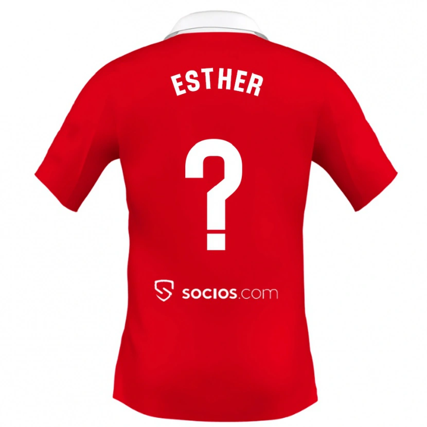 Danxen Kinderen Esther Martín-Pozuelo Aranda #0 Rood Wit Grijs Uitshirt Uittenue 2025/26 T-Shirt