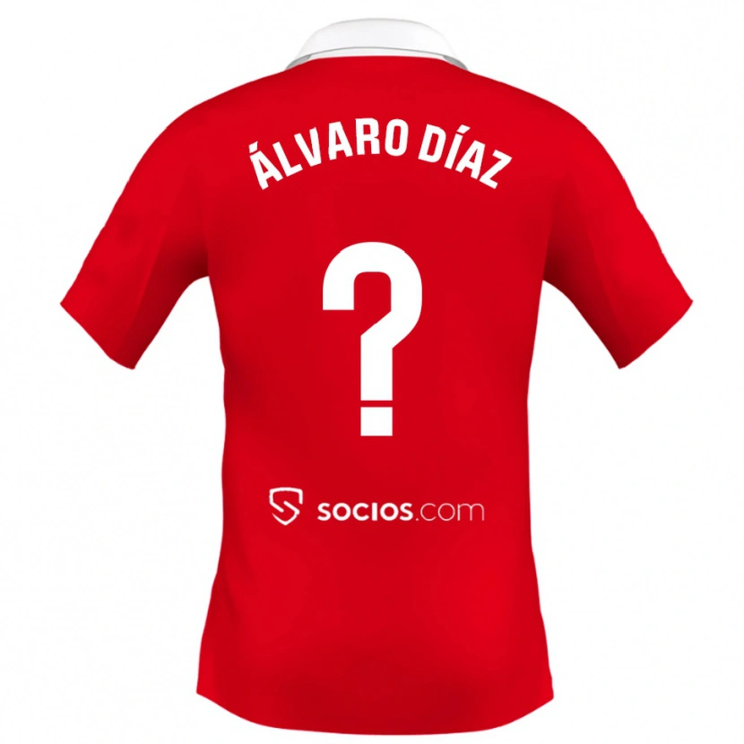 Danxen Kinderen Álvaro Díaz #0 Rood Wit Grijs Uitshirt Uittenue 2025/26 T-Shirt