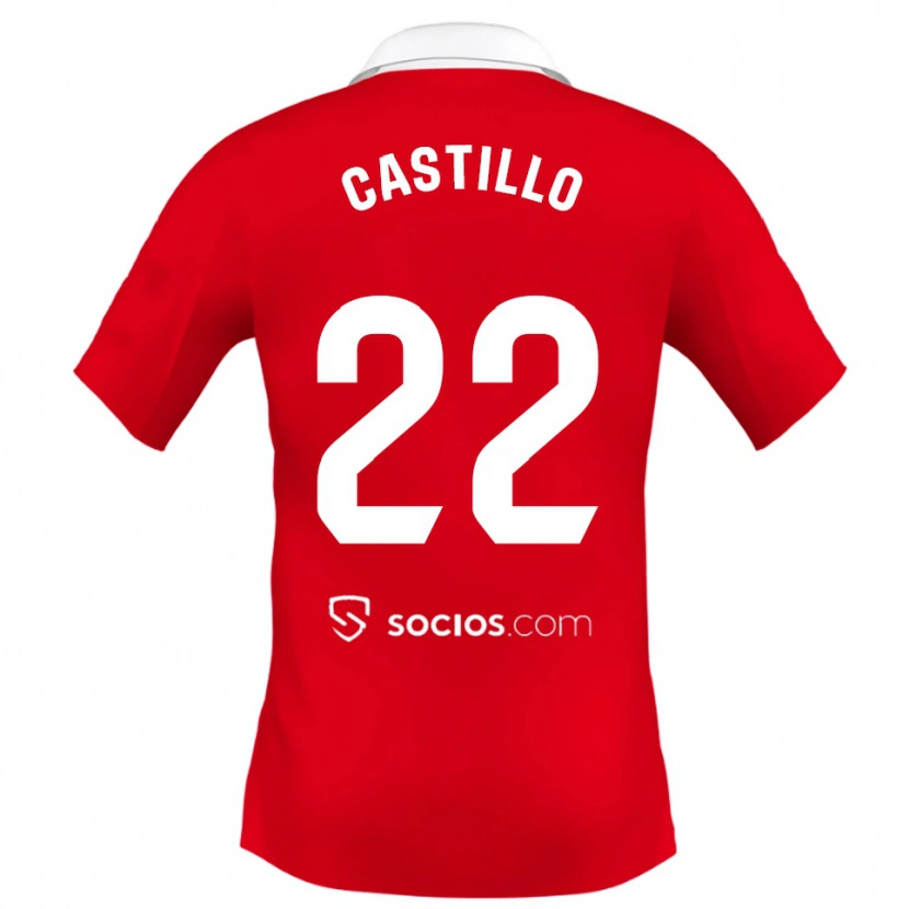 Danxen Kinderen José Castillo #22 Rood Wit Grijs Uitshirt Uittenue 2025/26 T-Shirt
