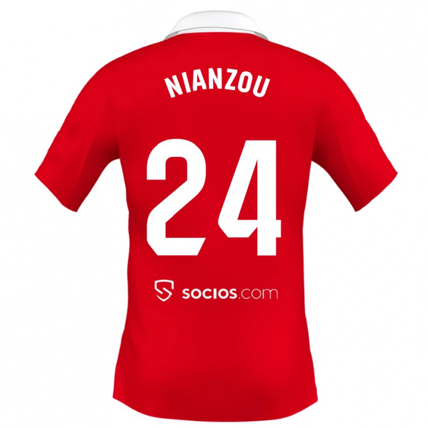 Danxen Kinderen Tanguy Nianzou #24 Rood Wit Grijs Uitshirt Uittenue 2025/26 T-Shirt