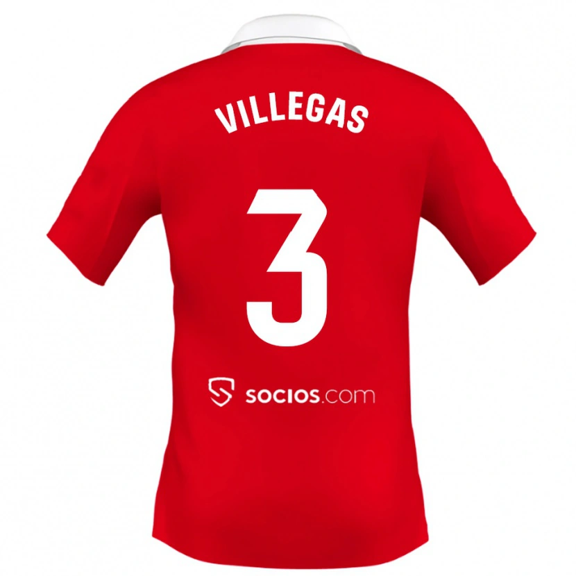 Danxen Kinderen Juancho Villegas #3 Rood Wit Grijs Uitshirt Uittenue 2025/26 T-Shirt
