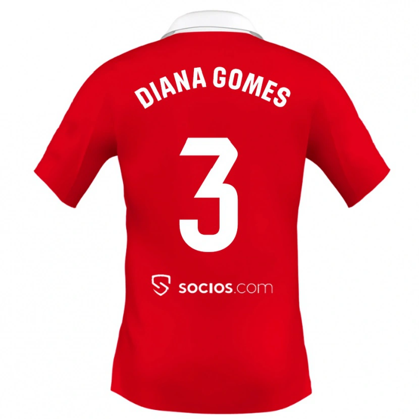 Danxen Kinderen Diana Catarina Ribeiro Gomes #3 Rood Wit Grijs Uitshirt Uittenue 2025/26 T-Shirt