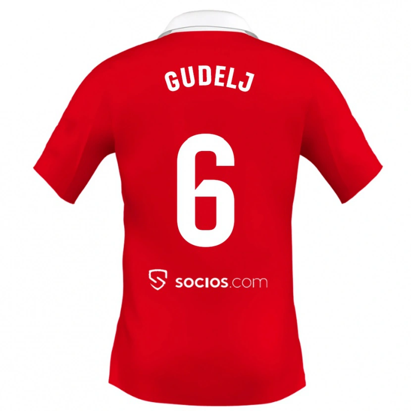 Danxen Kinderen Nemanja Gudelj #6 Rood Wit Grijs Uitshirt Uittenue 2025/26 T-Shirt