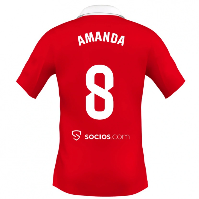 Danxen Kinderen Amanda Sampedro Bustos #8 Rood Wit Grijs Uitshirt Uittenue 2025/26 T-Shirt