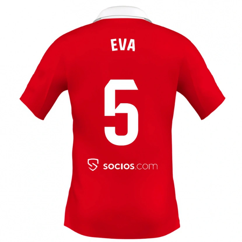 Danxen Kinderen Eva Llamas Hernández #5 Rood Wit Grijs Uitshirt Uittenue 2025/26 T-Shirt
