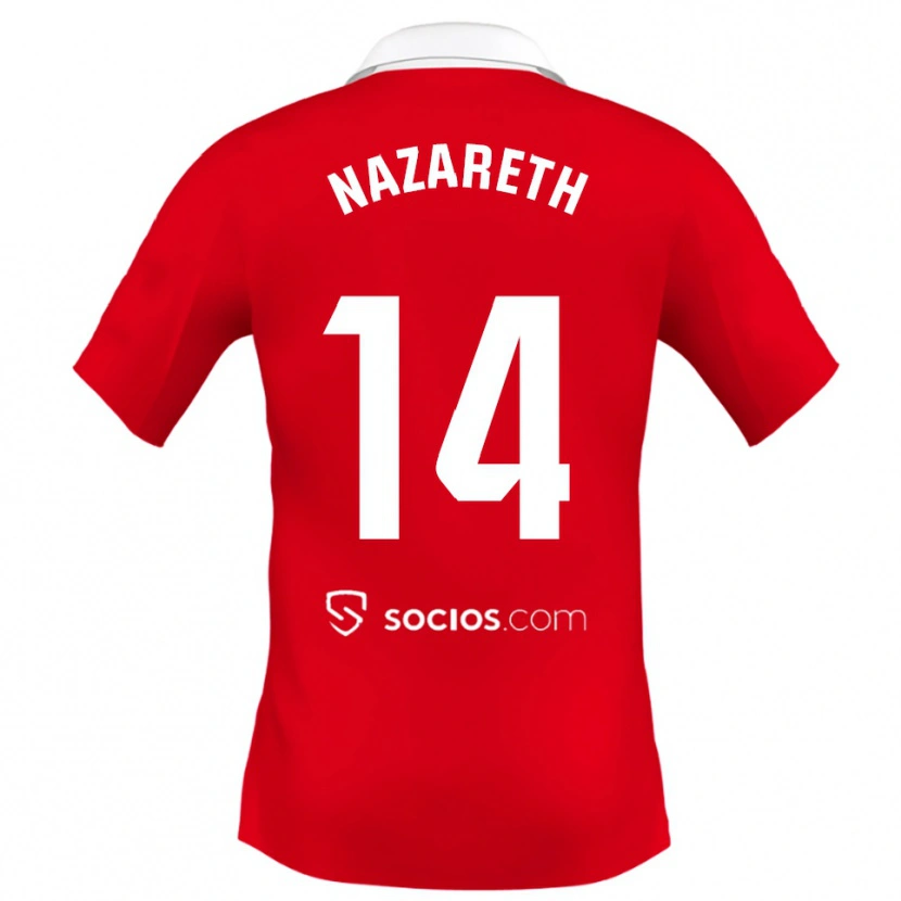 Danxen Kinderen Nazareth Martín #14 Rood Wit Grijs Uitshirt Uittenue 2025/26 T-Shirt
