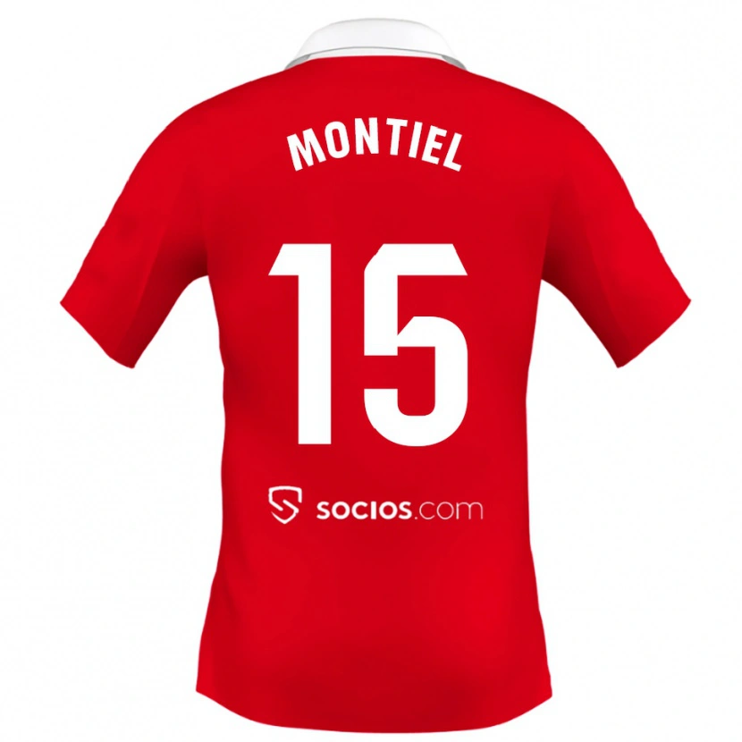 Danxen Kinderen Gonzalo Montiel #15 Rood Wit Grijs Uitshirt Uittenue 2025/26 T-Shirt