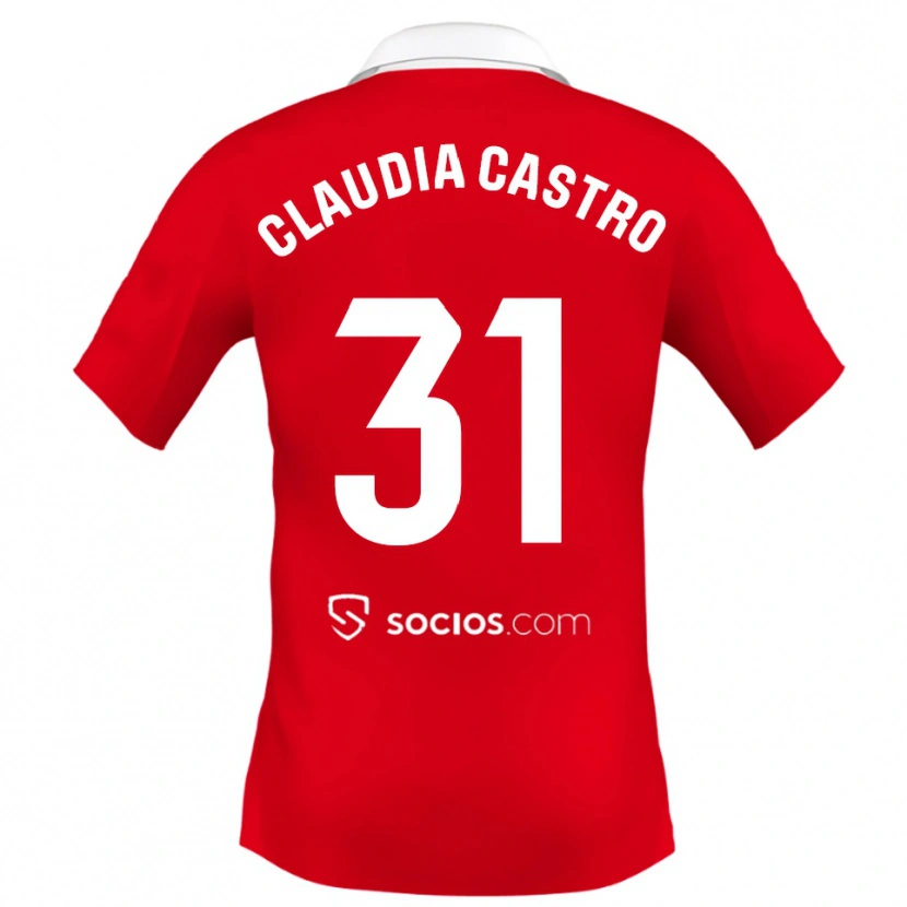 Danxen Kinderen Claudia Castro Romero #31 Rood Wit Grijs Uitshirt Uittenue 2025/26 T-Shirt