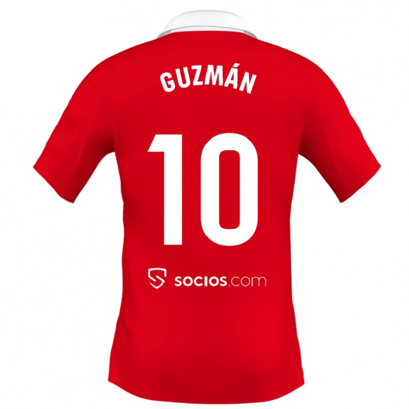 Danxen Kinderen Gonzalo Guzmán #10 Rood Wit Grijs Uitshirt Uittenue 2025/26 T-Shirt