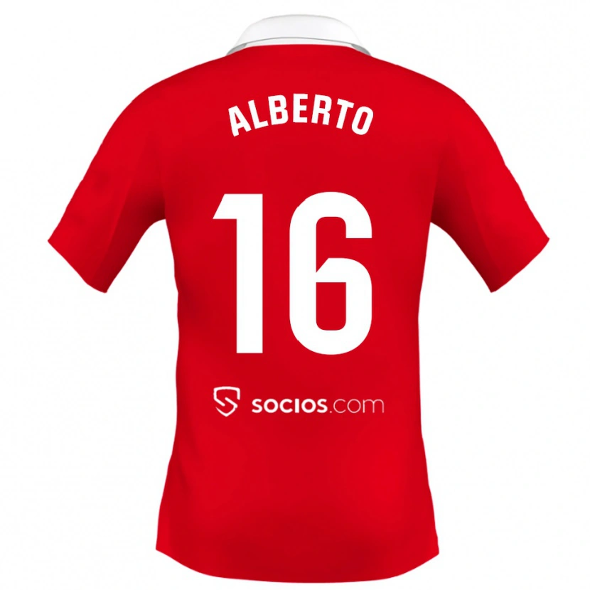 Danxen Kinderen Alberto González #16 Rood Wit Grijs Uitshirt Uittenue 2025/26 T-Shirt
