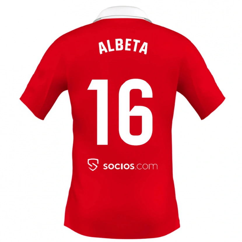 Danxen Kinderen Alba López Pérez #16 Rood Wit Grijs Uitshirt Uittenue 2025/26 T-Shirt
