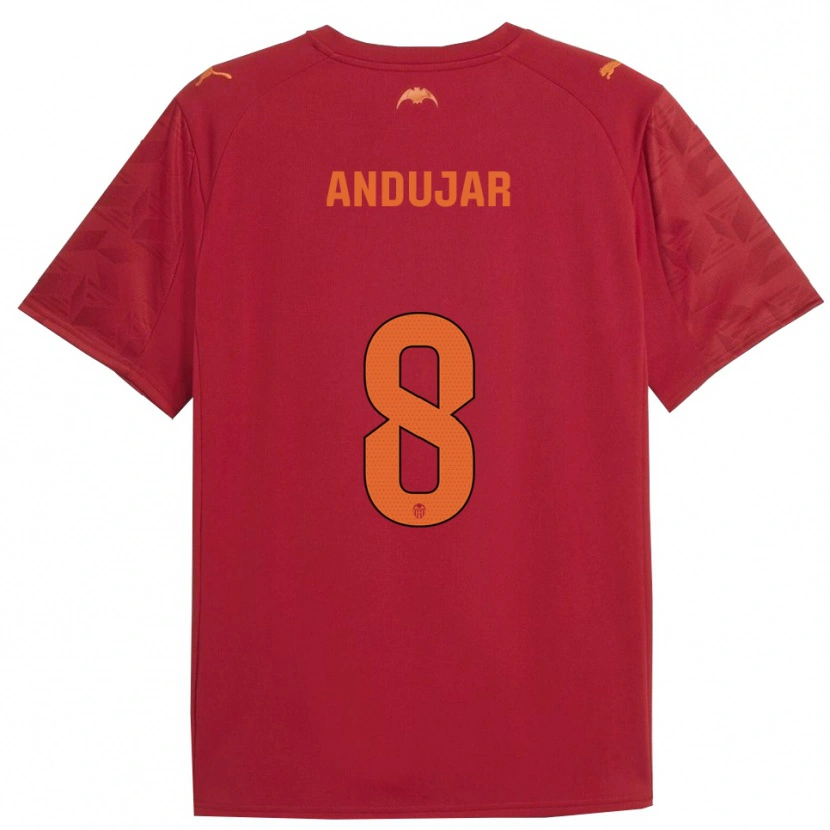 Danxen Kinderen Candela Andujar #8 Rood Oranje Uitshirt Uittenue 2025/26 T-Shirt