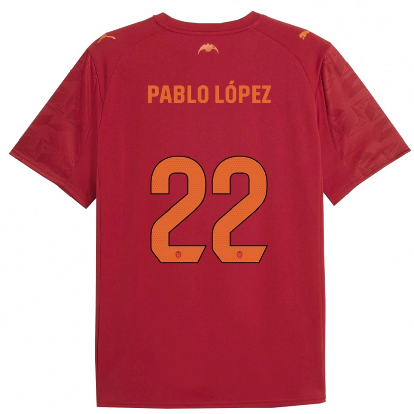 Danxen Kinderen Pablo López #22 Rood Oranje Uitshirt Uittenue 2025/26 T-Shirt