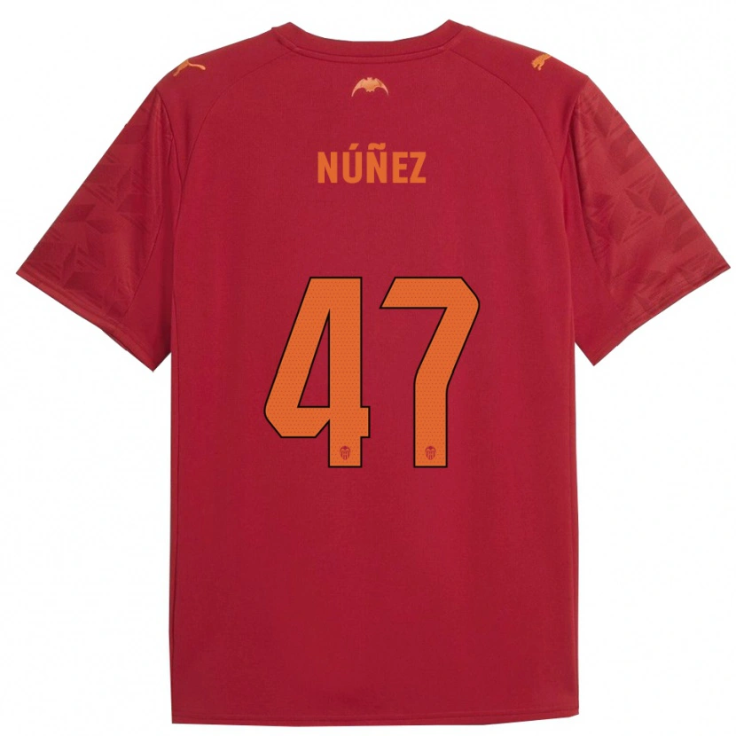 Danxen Kinderen Lucas Núñez #47 Rood Oranje Uitshirt Uittenue 2025/26 T-Shirt