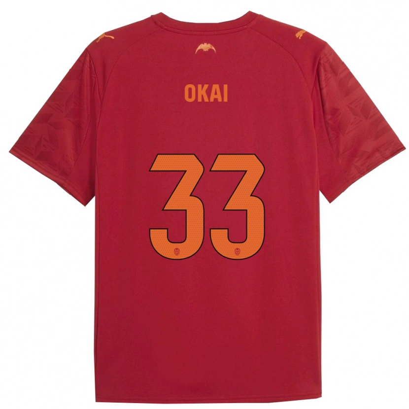 Danxen Kinderen Leslie Okai #33 Rood Oranje Uitshirt Uittenue 2025/26 T-Shirt