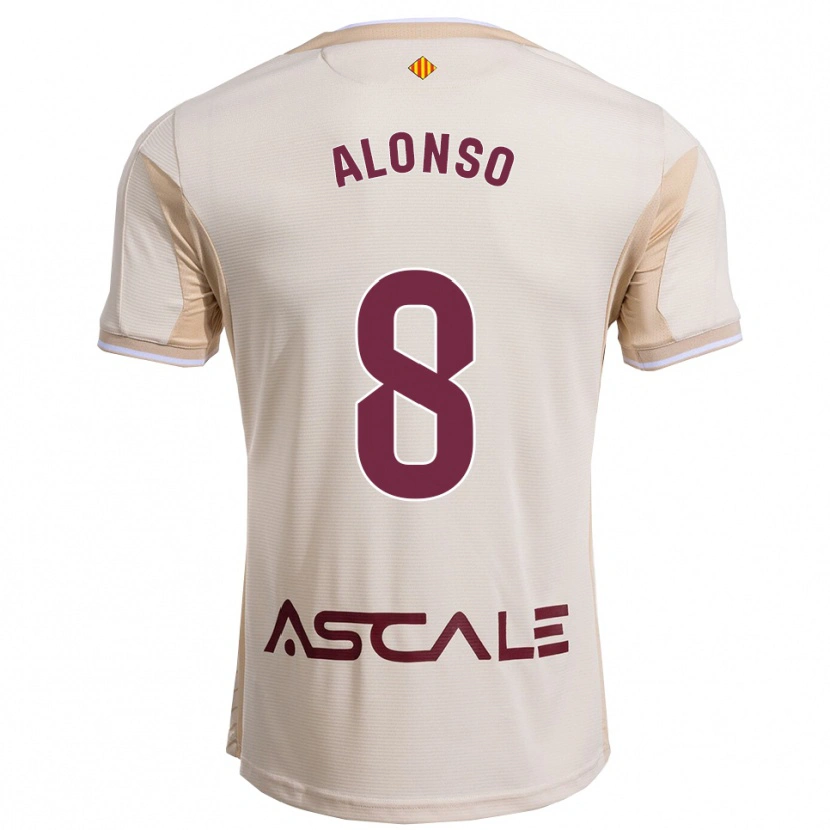Danxen Kinderen Rodri Alonso #8 Gebroken Wit Bordeau Uitshirt Uittenue 2025/26 T-Shirt