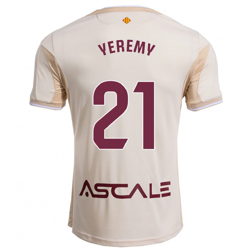 Danxen Kinderen Yéremy Pino #21 Gebroken Wit Bordeau Uitshirt Uittenue 2025/26 T-Shirt