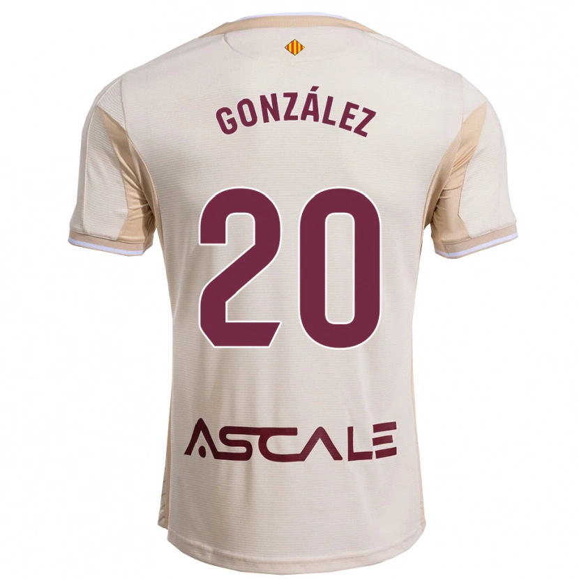 Danxen Kinderen Marcos González #20 Gebroken Wit Bordeau Uitshirt Uittenue 2025/26 T-Shirt