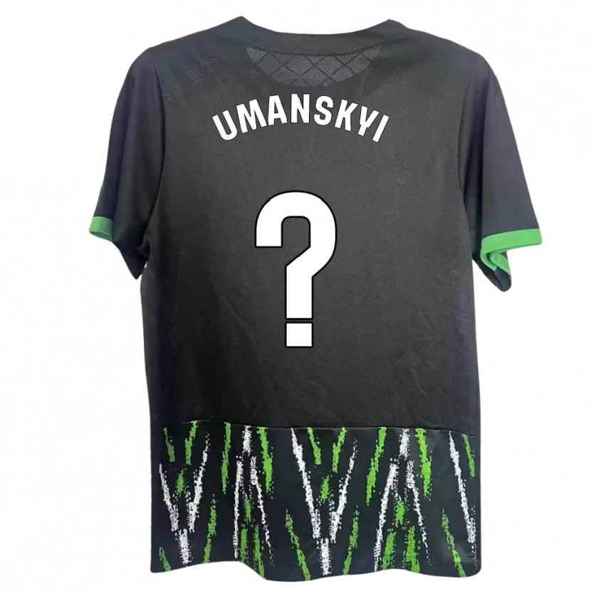 Danxen Kinderen Volodymyr Umanskyi #0 Zwart Groen Uitshirt Uittenue 2025/26 T-Shirt