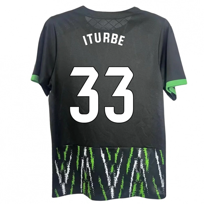 Danxen Kinderen Alejandro Iturbe #33 Zwart Groen Uitshirt Uittenue 2025/26 T-Shirt