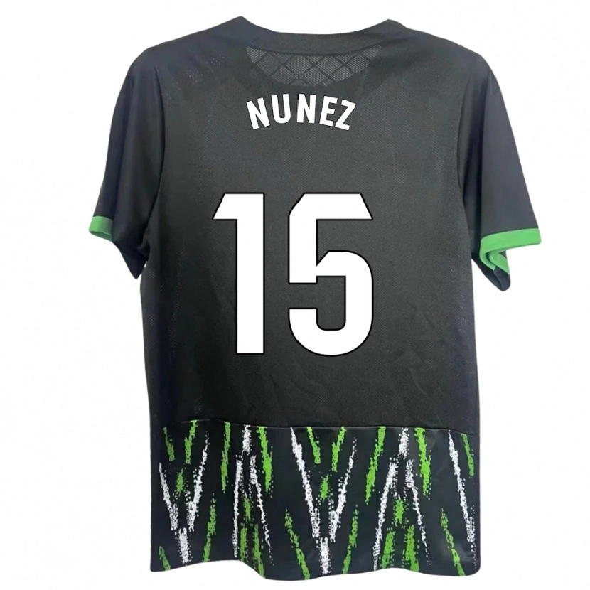 Danxen Kinderen Álvaro Núñez #15 Zwart Groen Uitshirt Uittenue 2025/26 T-Shirt