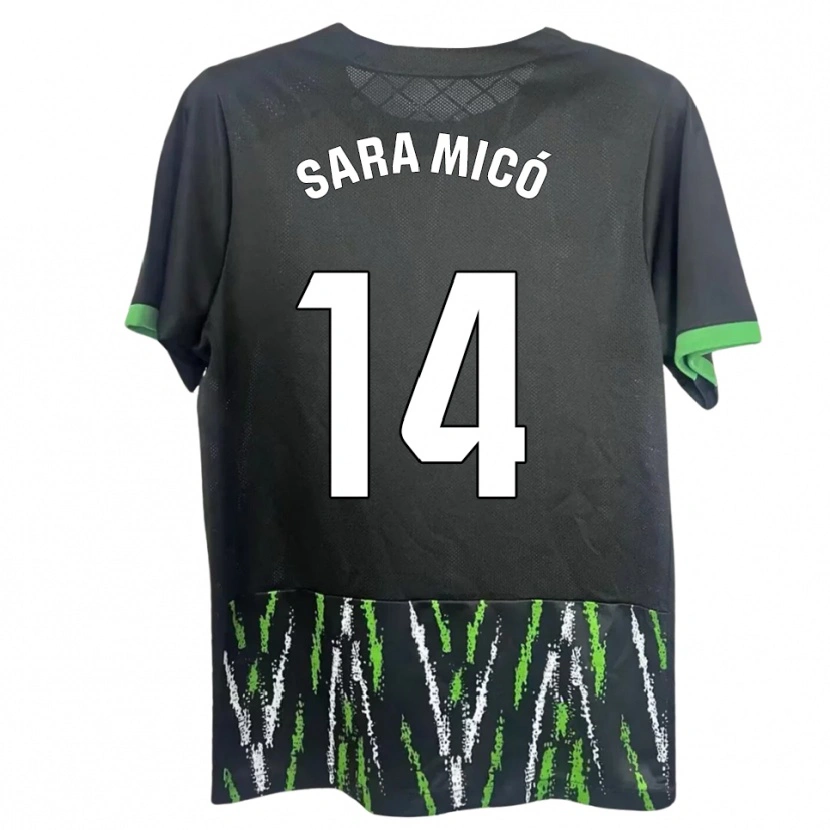 Danxen Kinderen Sara Micó Soler #14 Zwart Groen Uitshirt Uittenue 2025/26 T-Shirt
