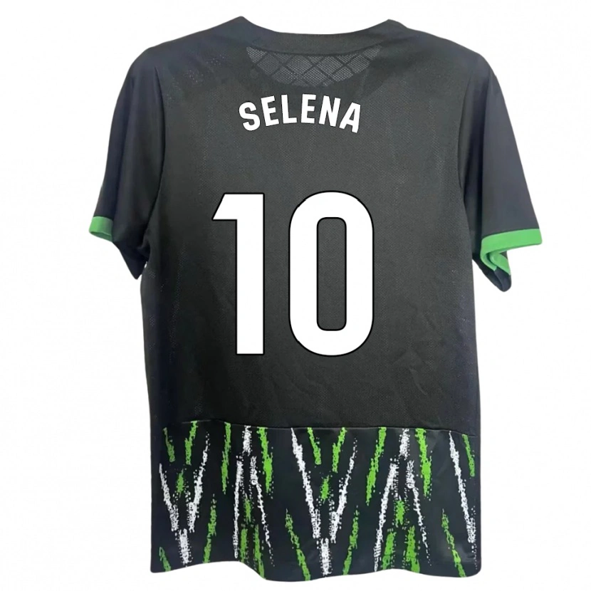 Danxen Kinderen Selena Del Carmen Salas Alonso #10 Zwart Groen Uitshirt Uittenue 2025/26 T-Shirt