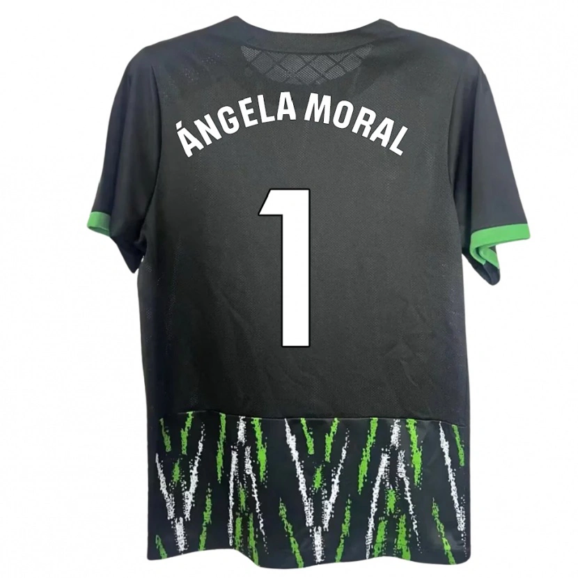 Danxen Kinderen Ángela Moral Ferrer #1 Zwart Groen Uitshirt Uittenue 2025/26 T-Shirt
