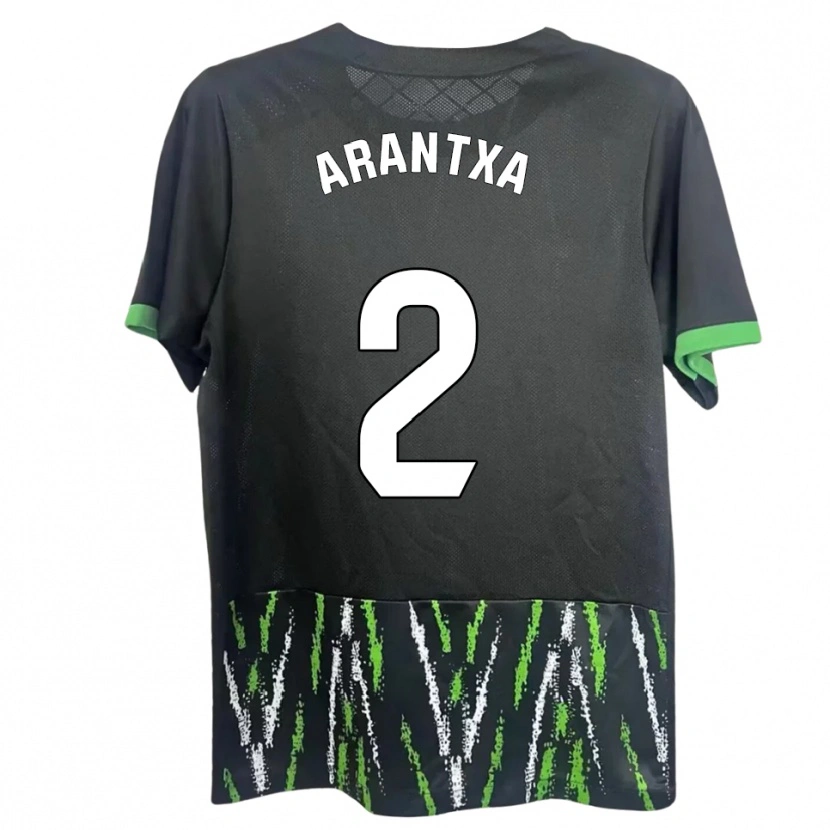 Danxen Kinderen Arantxa Perez Ochando #2 Zwart Groen Uitshirt Uittenue 2025/26 T-Shirt