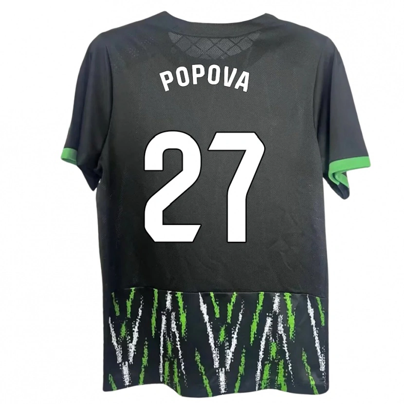 Danxen Kinderen Ángela Popova Fedorova #27 Zwart Groen Uitshirt Uittenue 2025/26 T-Shirt