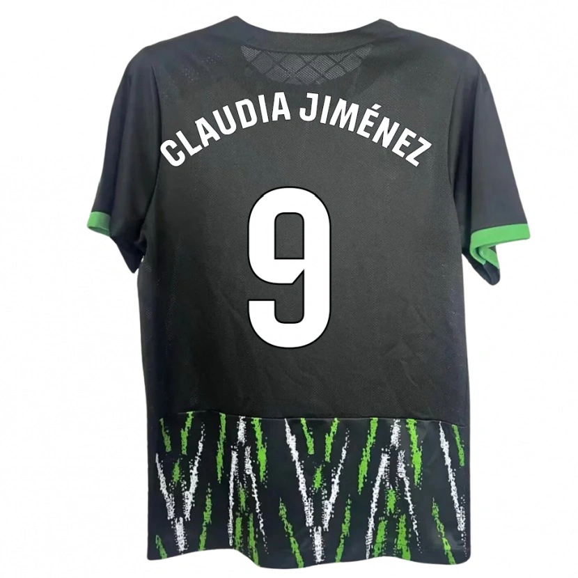 Danxen Kinderen Claudia Jiménez Gutiérrez #9 Zwart Groen Uitshirt Uittenue 2025/26 T-Shirt
