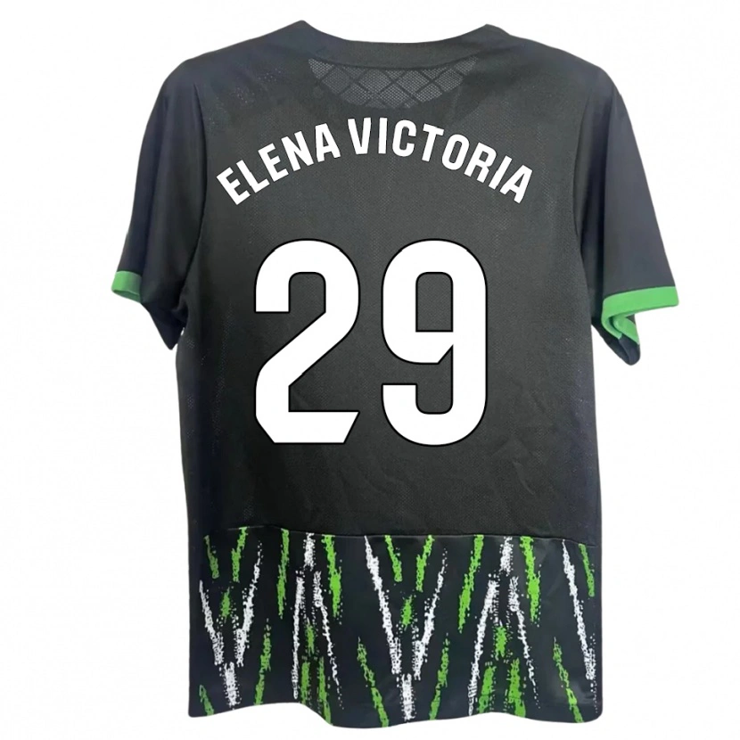 Danxen Kinderen Elena Victoria Mas Berna #29 Zwart Groen Uitshirt Uittenue 2025/26 T-Shirt