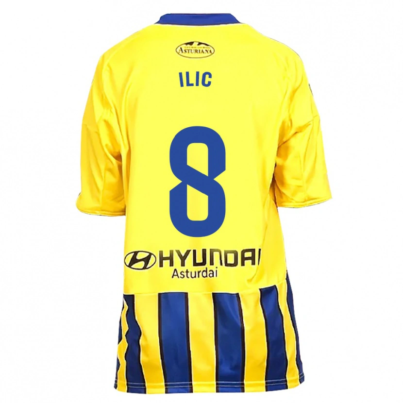 Danxen Kinderen Luka Ilic #8 Geel Blauw Uitshirt Uittenue 2025/26 T-Shirt