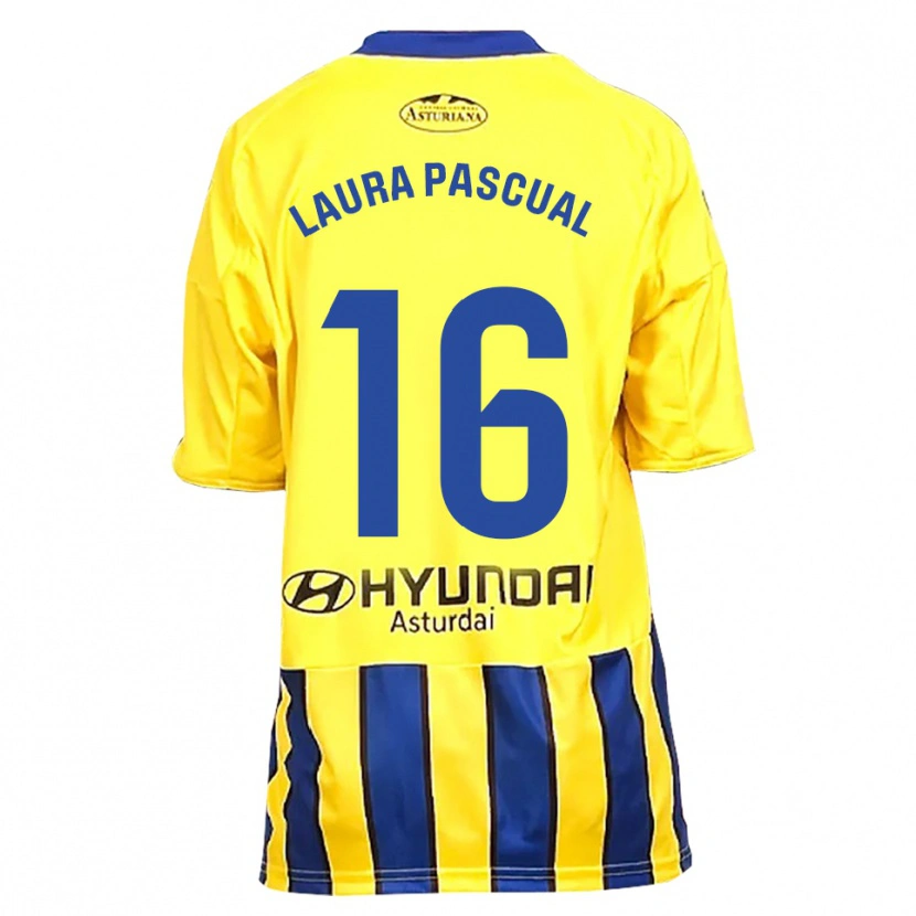 Danxen Kinderen Laura Pascual #16 Geel Blauw Uitshirt Uittenue 2025/26 T-Shirt