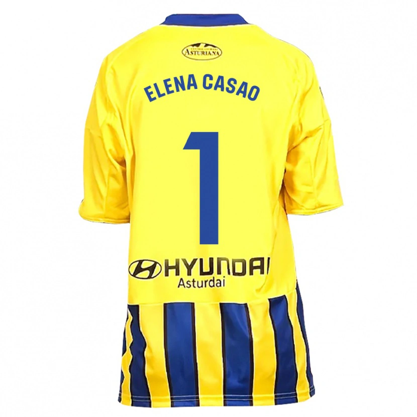 Danxen Kinderen Elena Casao López #1 Geel Blauw Uitshirt Uittenue 2025/26 T-Shirt