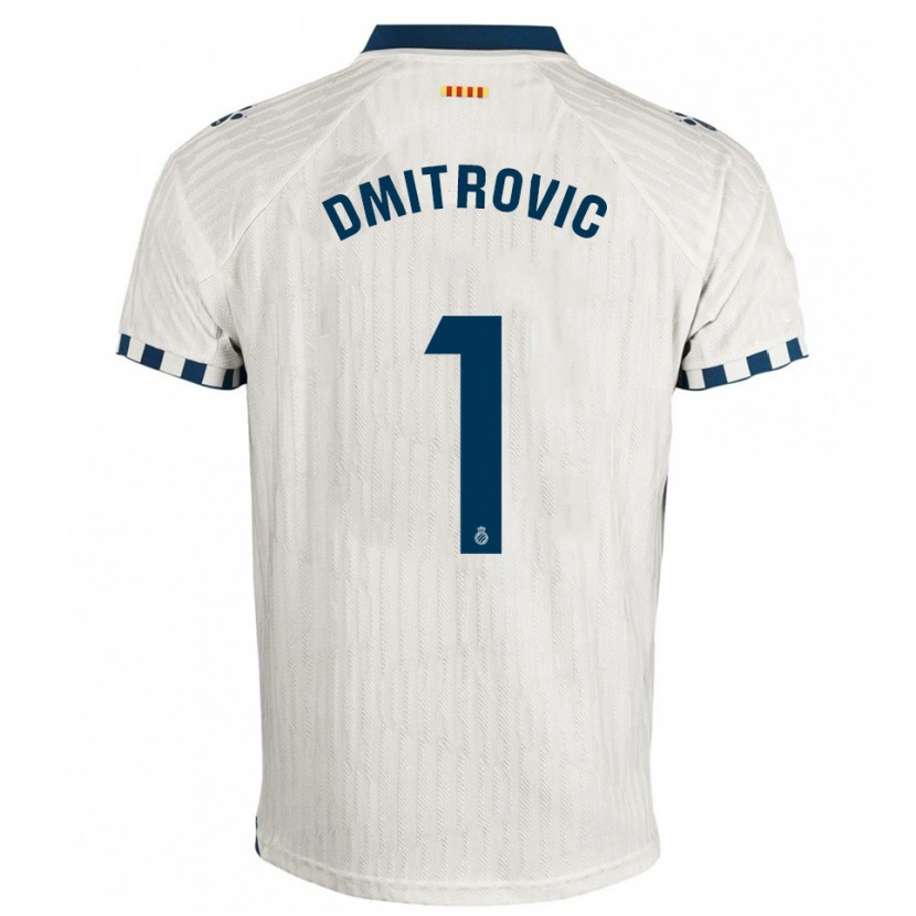 Danxen Kinderen Marko Dmitrovic #1 Wit Blauw Uitshirt Uittenue 2025/26 T-Shirt