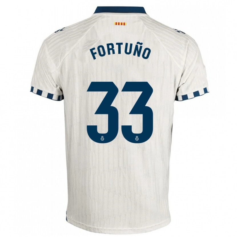 Danxen Kinderen Ángel Fortuño #33 Wit Blauw Uitshirt Uittenue 2025/26 T-Shirt