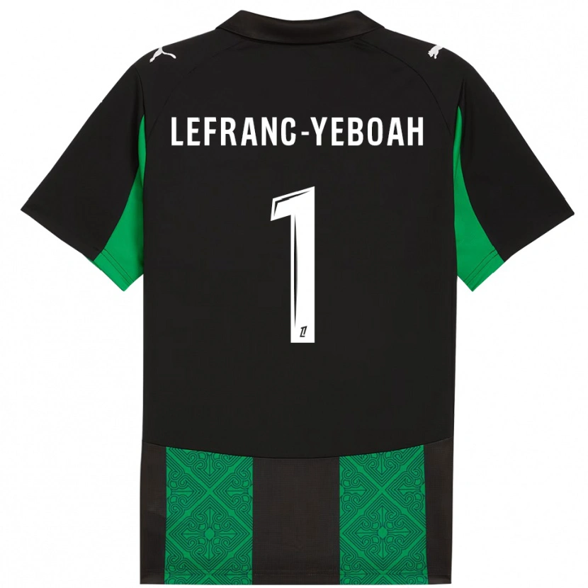 Danxen Kinderen Daïvy Lefranc-Yeboah #1 Zwart Groen Uitshirt Uittenue 2025/26 T-Shirt