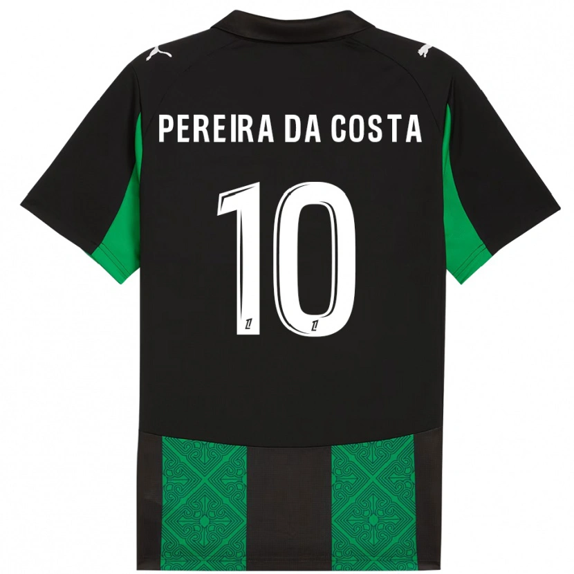 Danxen Kinderen David Pereira Da Costa #10 Zwart Groen Uitshirt Uittenue 2025/26 T-Shirt